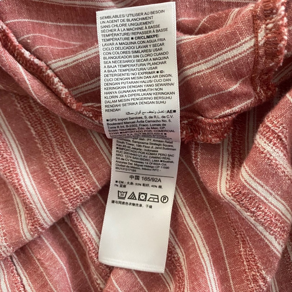 Old Navy Midi Dress Womens Medium Red Stripe Linen Blend Braided Halter Boho - Picture 7 of 12